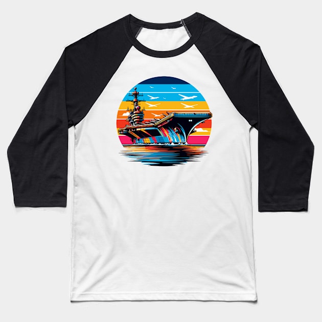 Aircraft carrier Baseball T-Shirt by Vehicles-Art